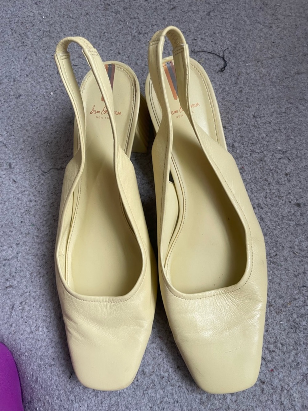 Sam Edelman butter Yellow Slingback Square-Toe Leather Mules
